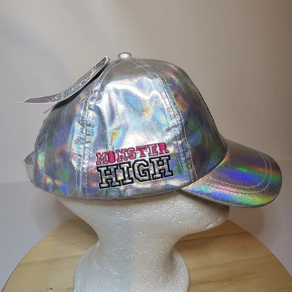 Monster high ladies shiny silver metalic adjustable hat new with tags - Picture 5 of 7